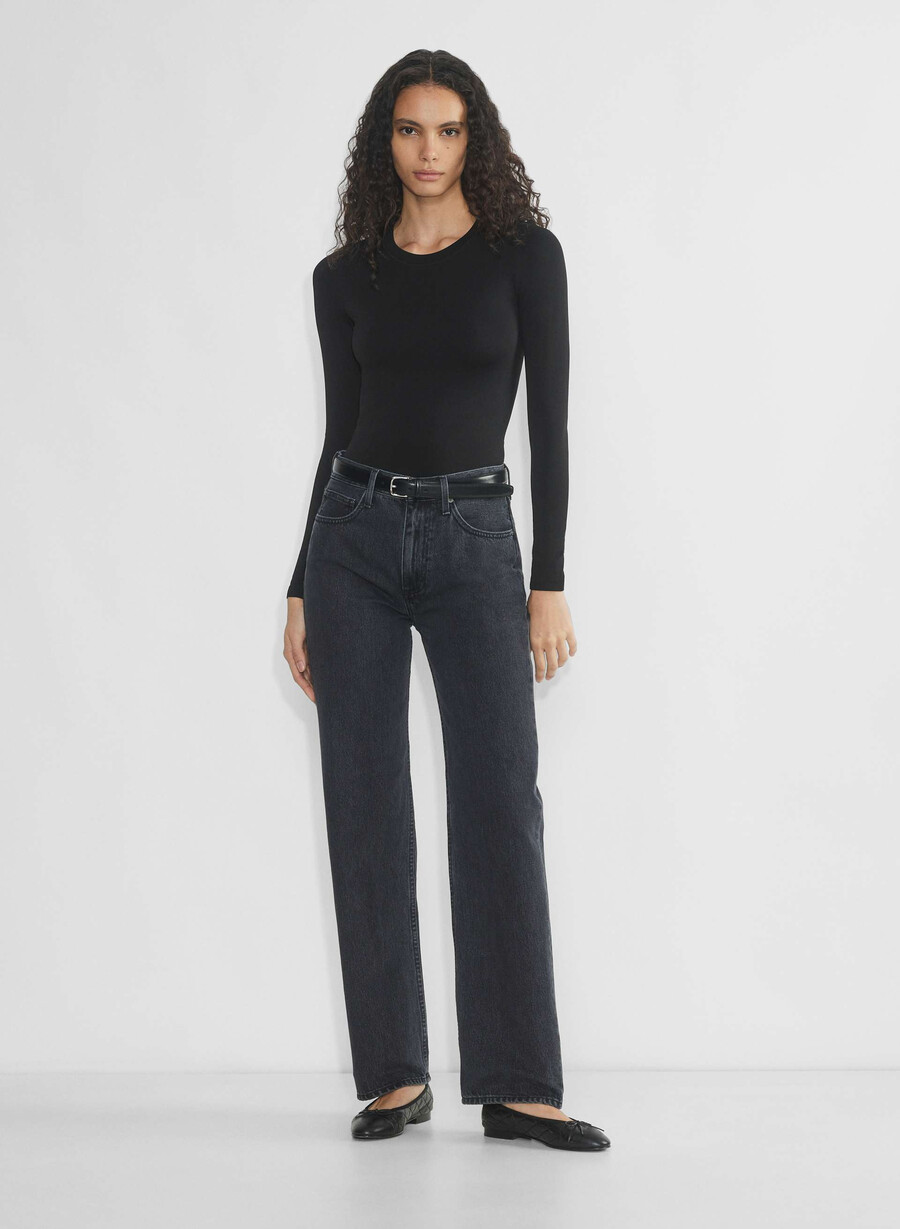 maglia a maniche lunghe willow hip liscia e senza cuciture nera