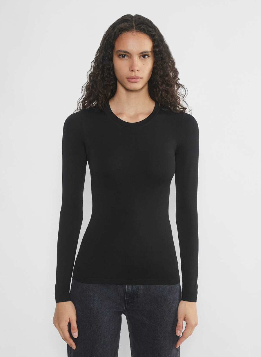 maglia a maniche lunghe willow hip liscia e senza cuciture nera