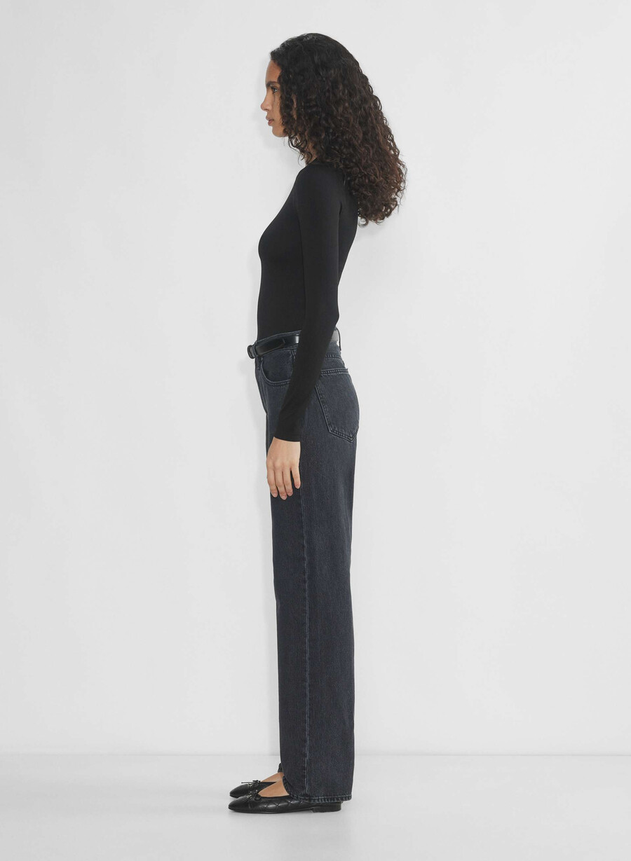 maglia a maniche lunghe willow hip liscia e senza cuciture nera