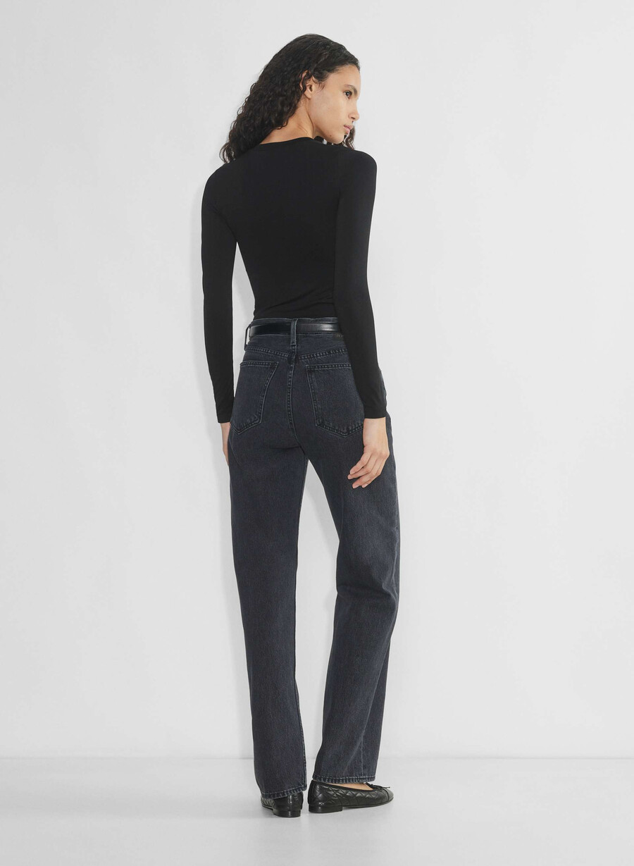 maglia a maniche lunghe willow hip liscia e senza cuciture nera