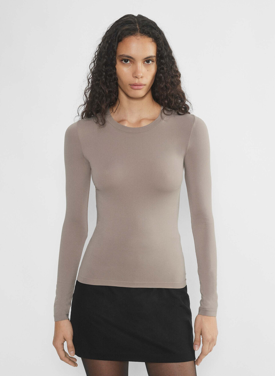 maglia a maniche lunghe liscia senza cuciture willow hip nomad taupe