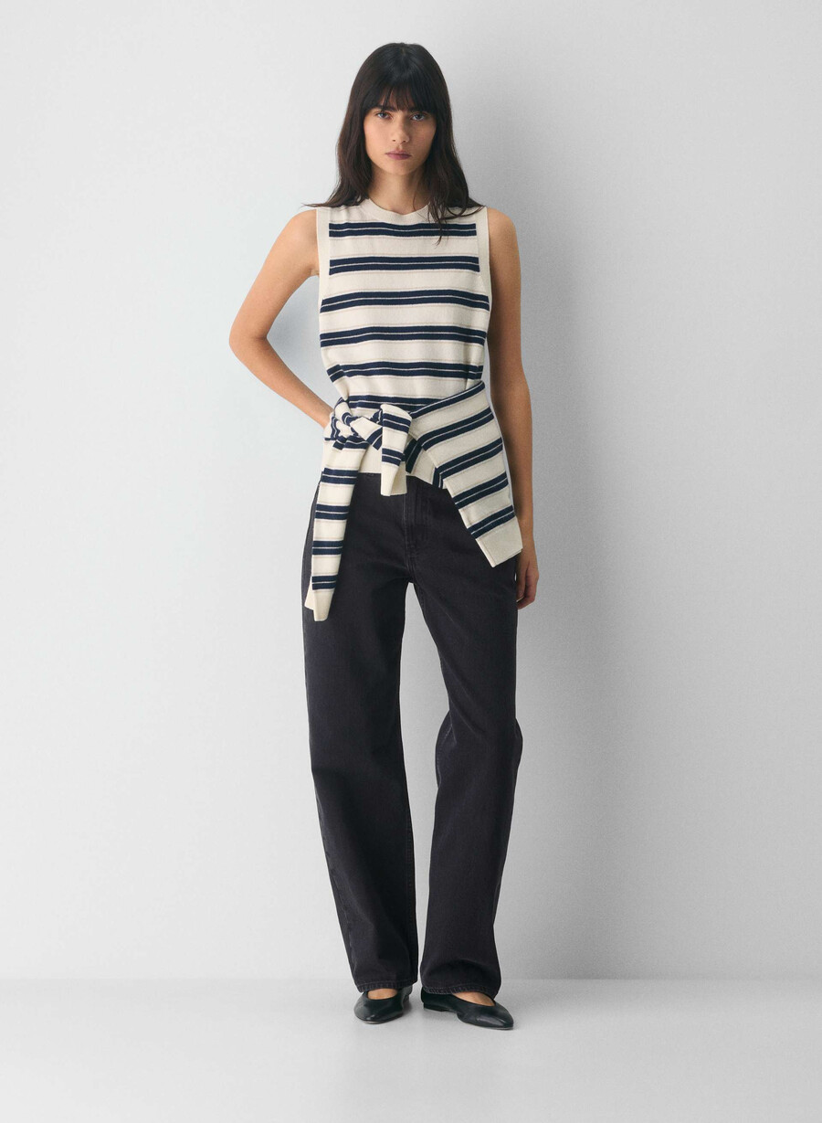 maglione gilet bare cashmere monogram lt birch admiral