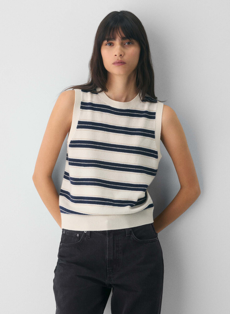 maglione gilet bare cashmere monogram lt birch admiral