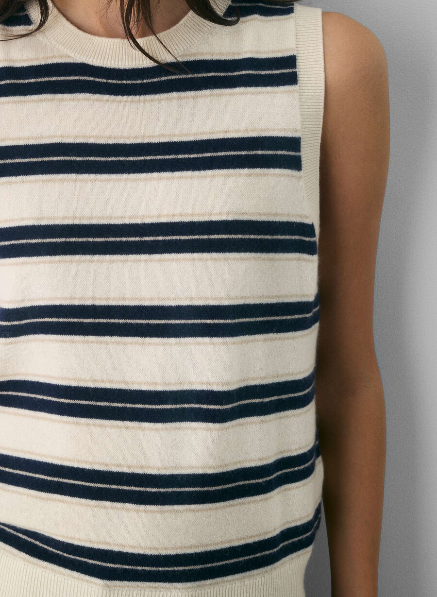 maglione gilet bare cashmere monogram lt birch admiral