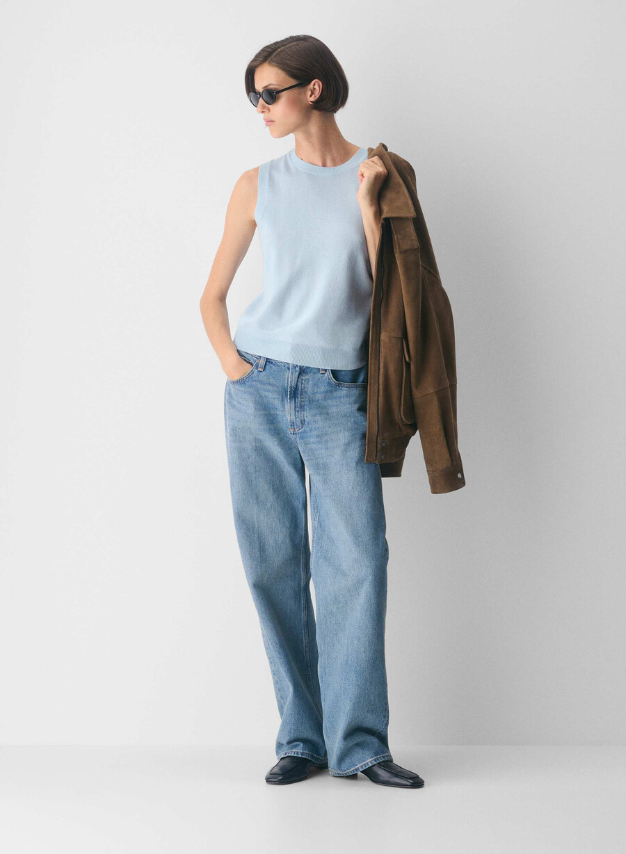 gilet in cashmere con monogramma villa blue
