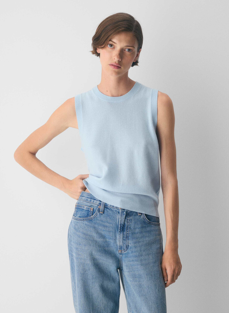 gilet in cashmere con monogramma villa blue