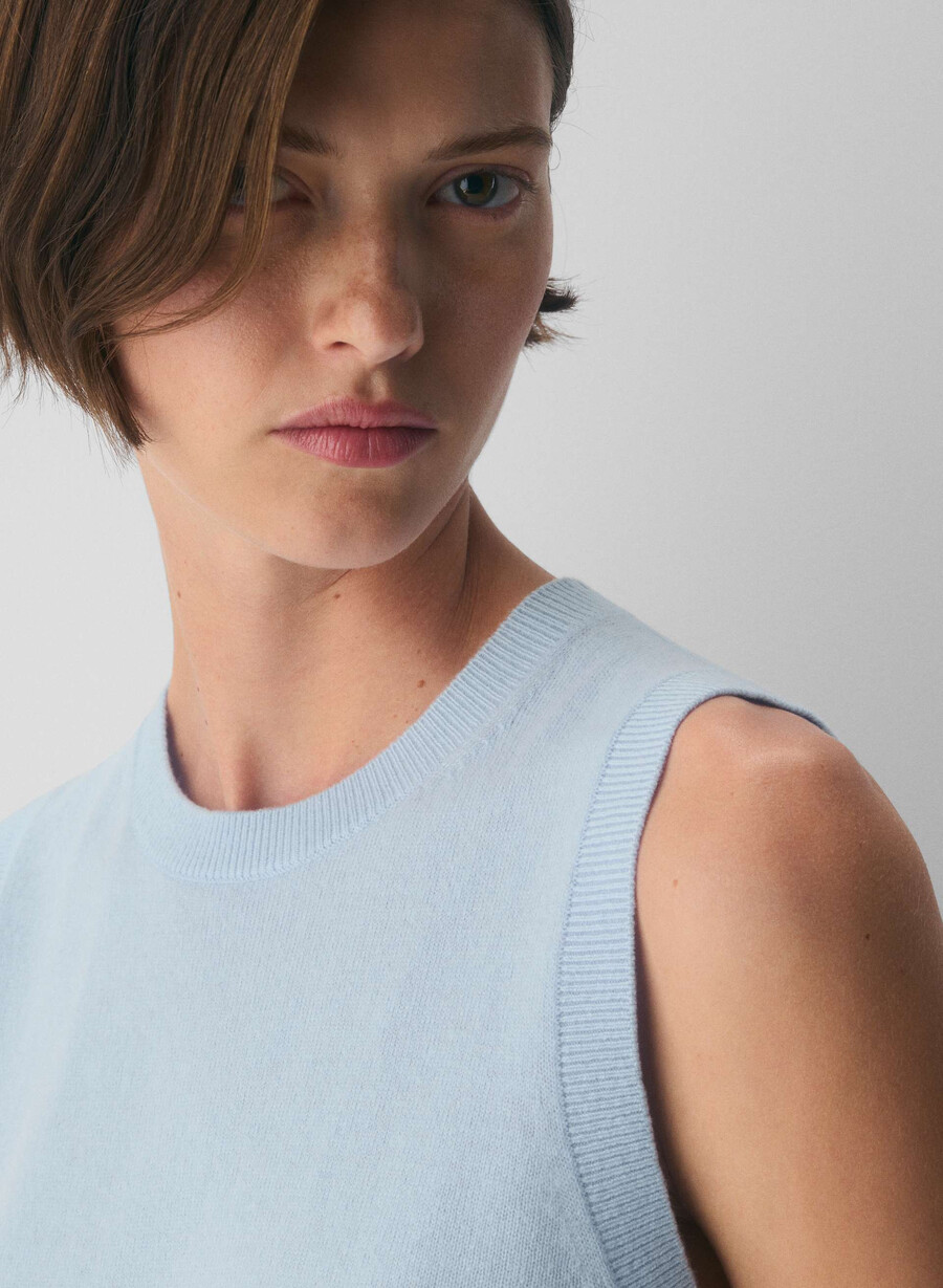 gilet in cashmere con monogramma villa blue