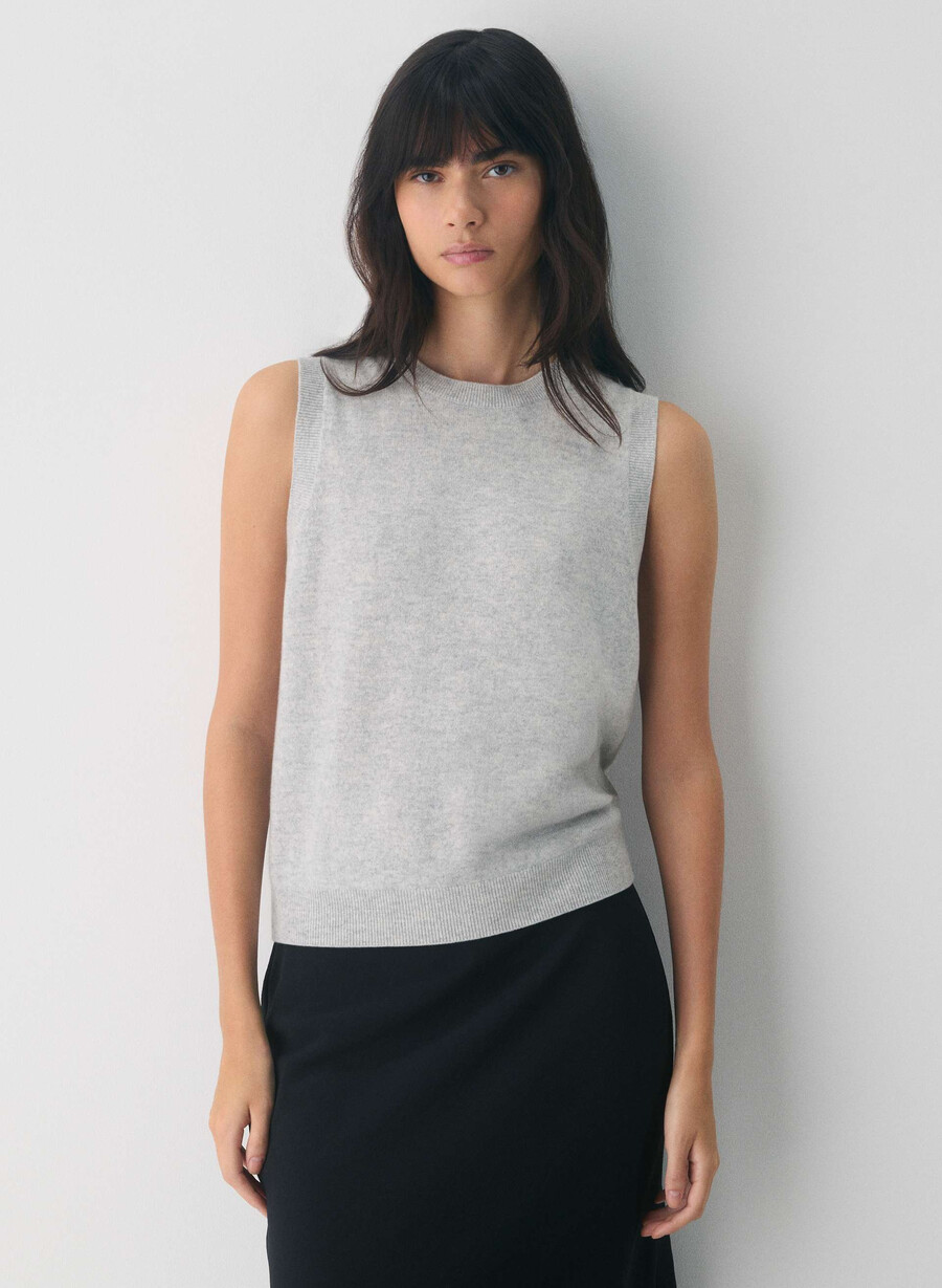 gilet in maglia monogramma bare cashmere heather chrome