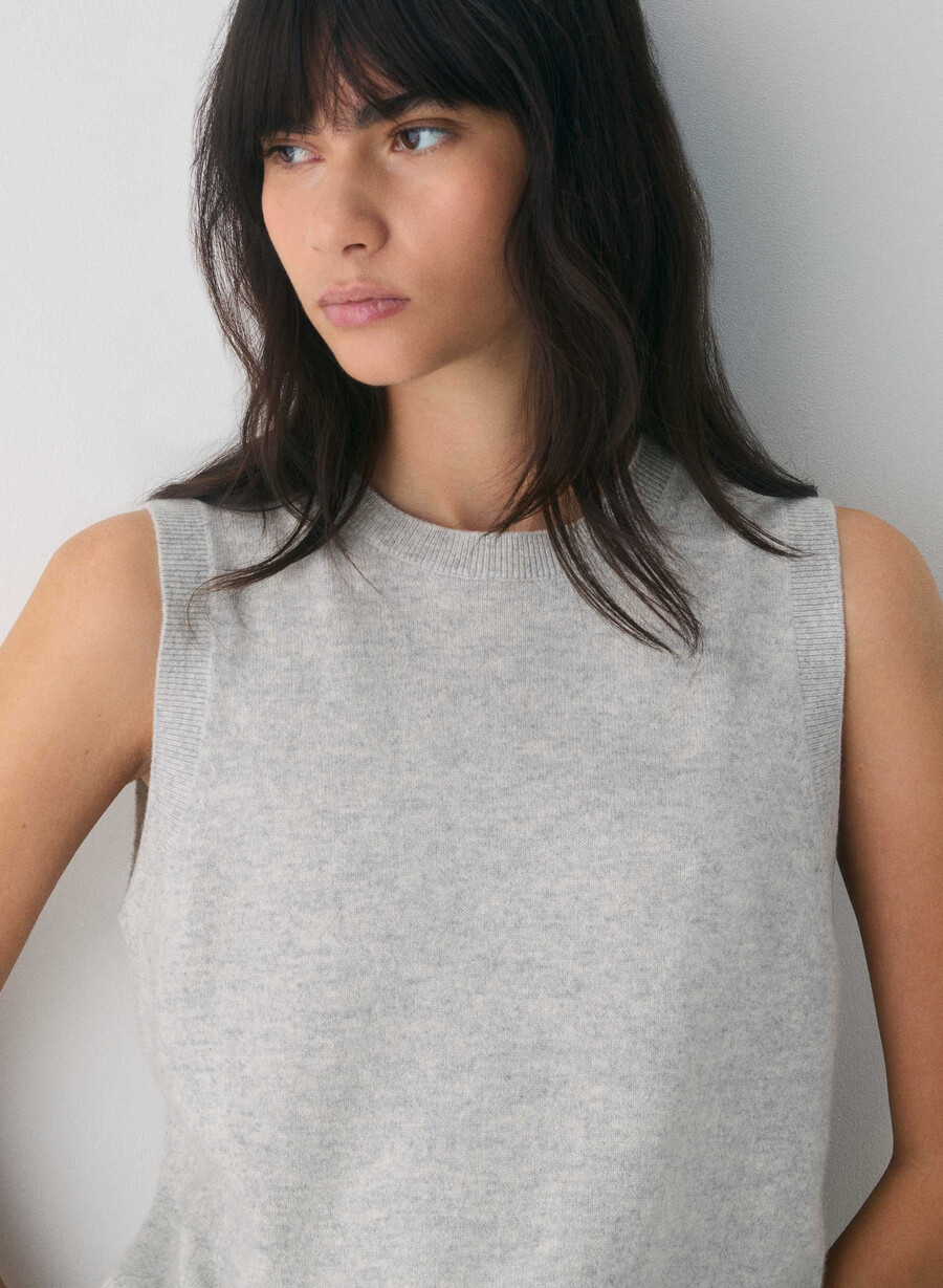 gilet in maglia monogramma bare cashmere heather chrome