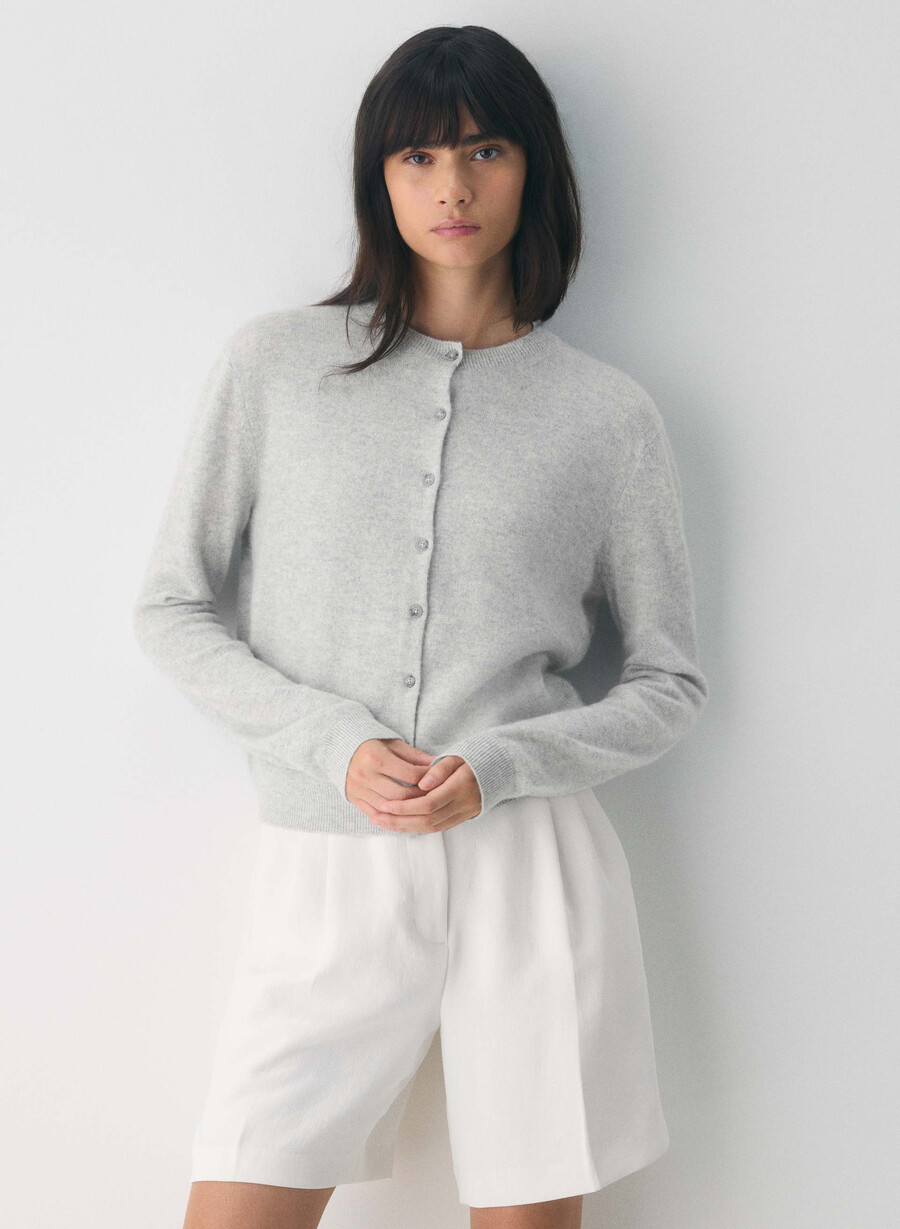 cardigan bare cashmere exemplar heather chrome