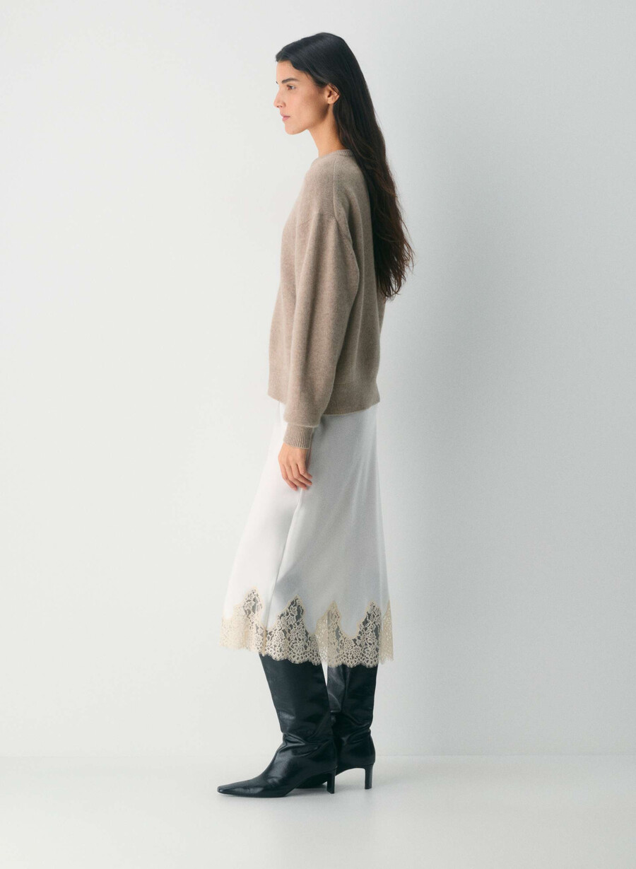 maglione essential cashmere relaxed con scollo a v non tinto hthr nmd taupe