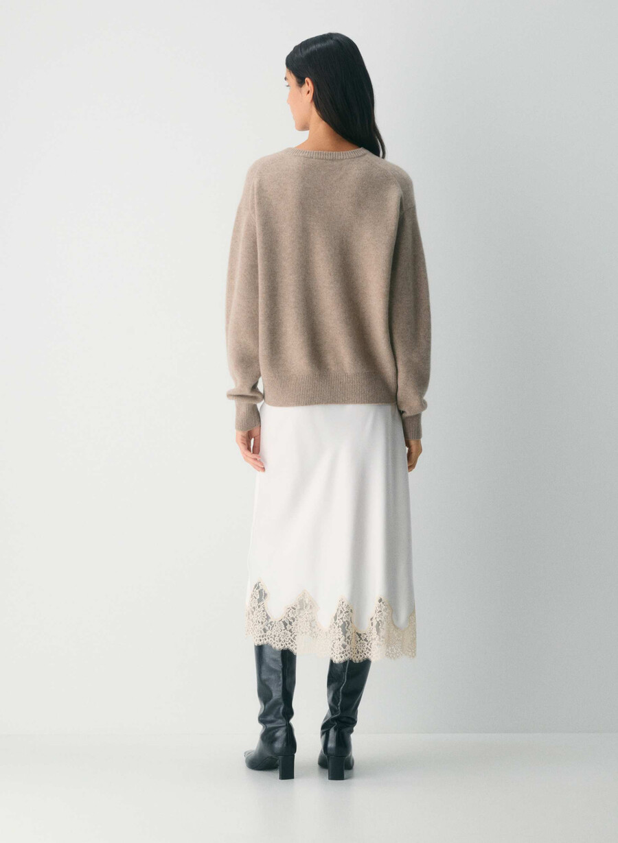 maglione essential cashmere relaxed con scollo a v non tinto hthr nmd taupe