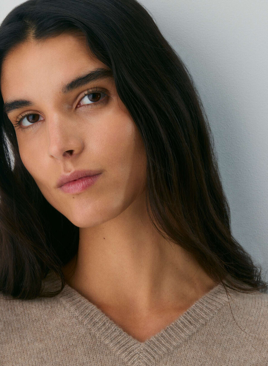 maglione essential cashmere relaxed con scollo a v non tinto hthr nmd taupe