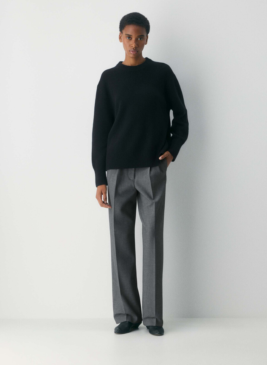 maglione oversize in cashmere felpato nero