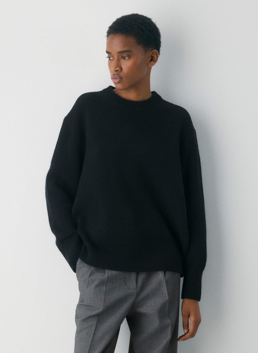 maglione oversize in cashmere felpato nero