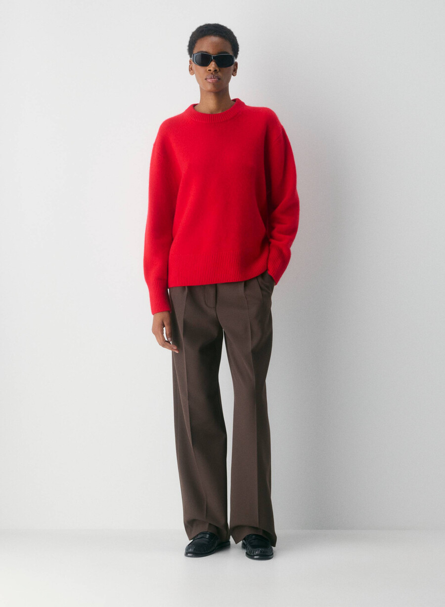 maglione oversize in cashmere felpato rosso lampeggiante