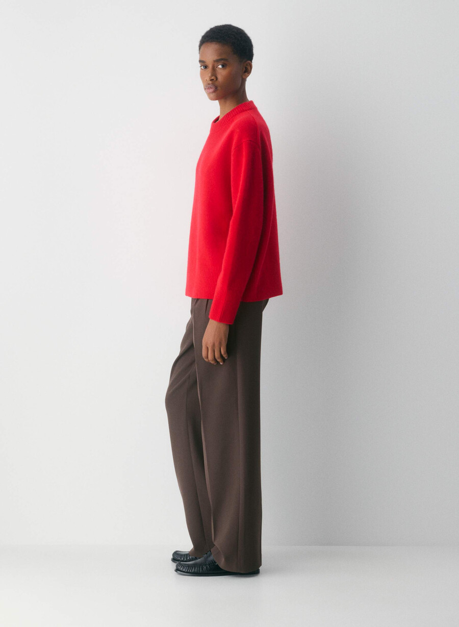 maglione oversize in cashmere felpato rosso lampeggiante