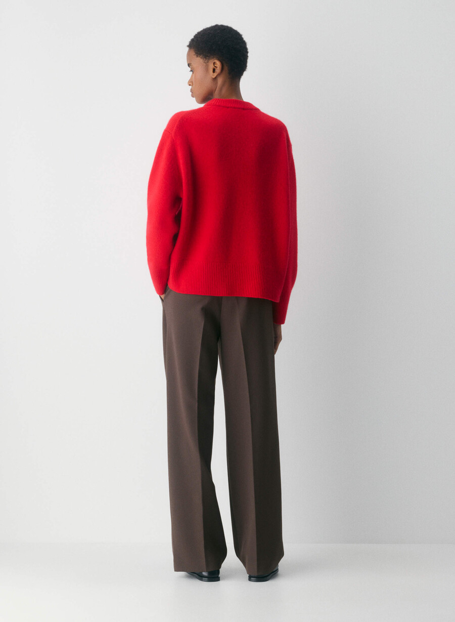 maglione oversize in cashmere felpato rosso lampeggiante