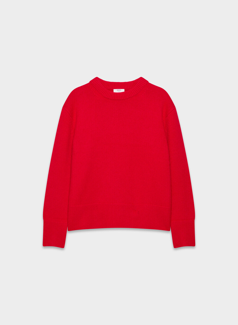 maglione oversize in cashmere felpato rosso lampeggiante