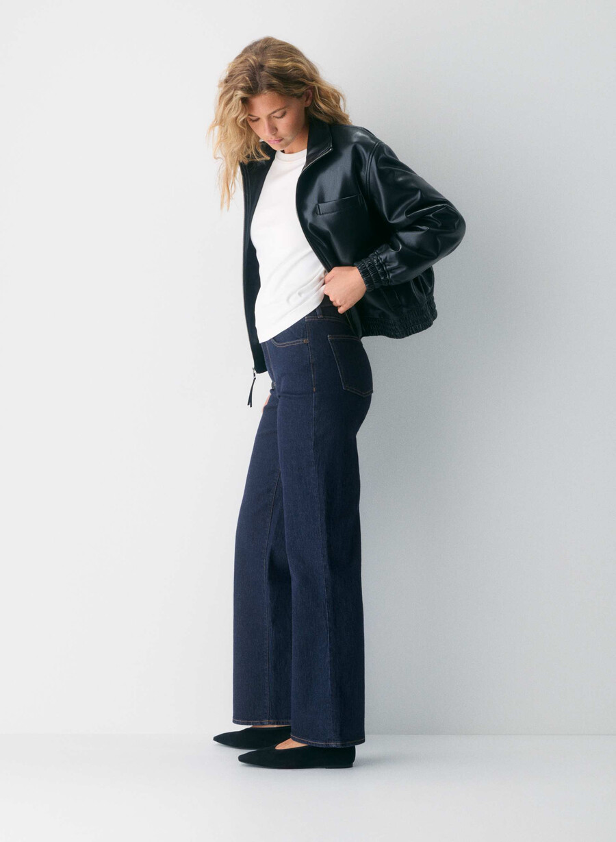 denim forum remy curve-fit hi-rise wide jean no-stress blu scuro