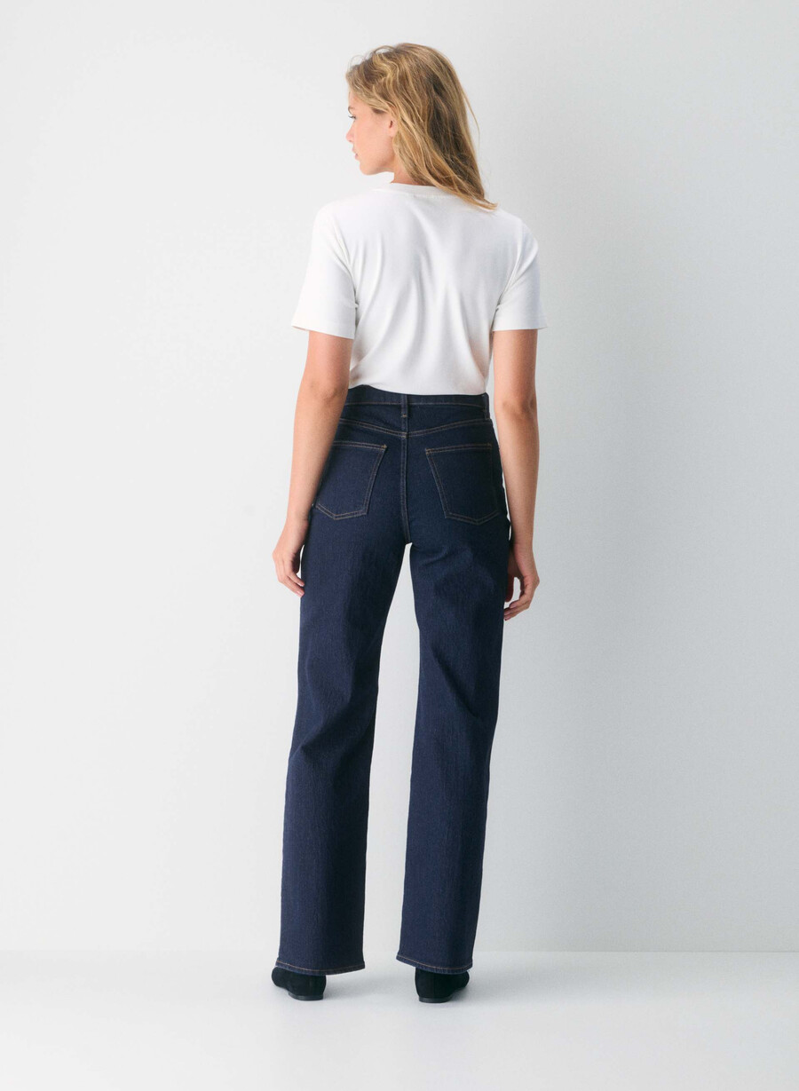 denim forum remy curve-fit hi-rise wide jean no-stress blu scuro