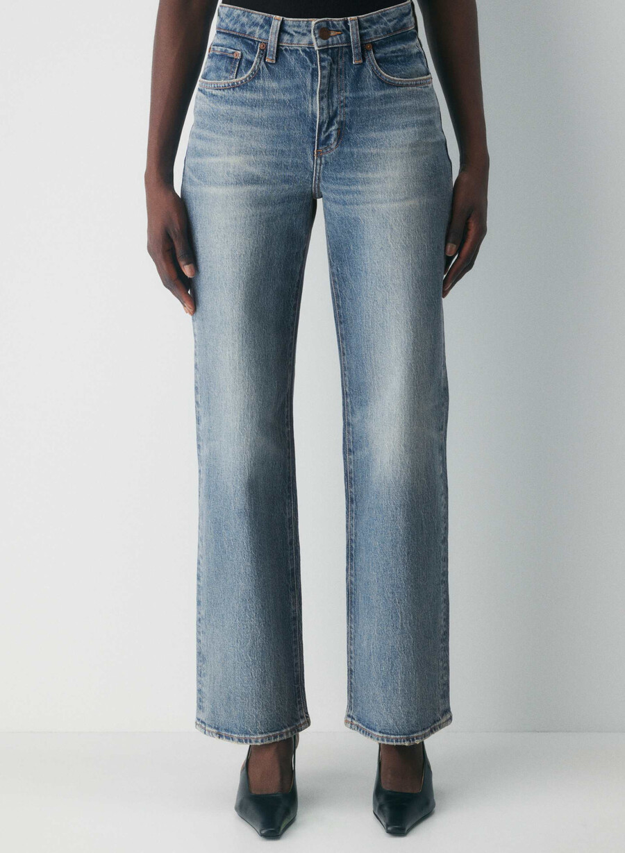 denim forum remy curve-fit hi-rise wide jean vintage blu medio