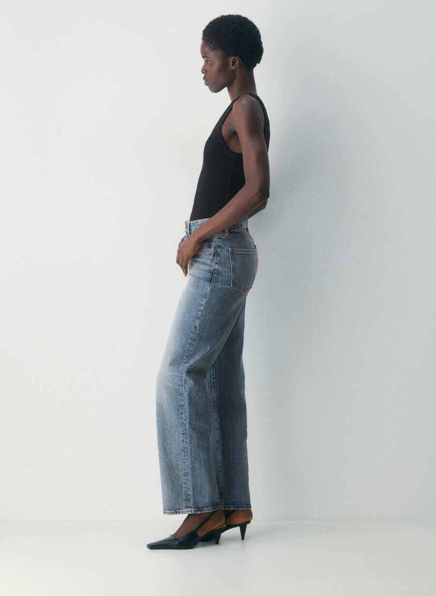 denim forum remy curve-fit hi-rise wide jean vintage blu medio
