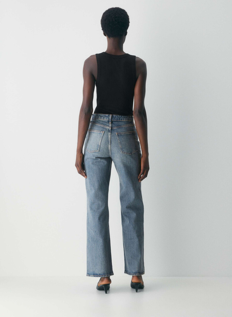 denim forum remy curve-fit hi-rise wide jean vintage blu medio