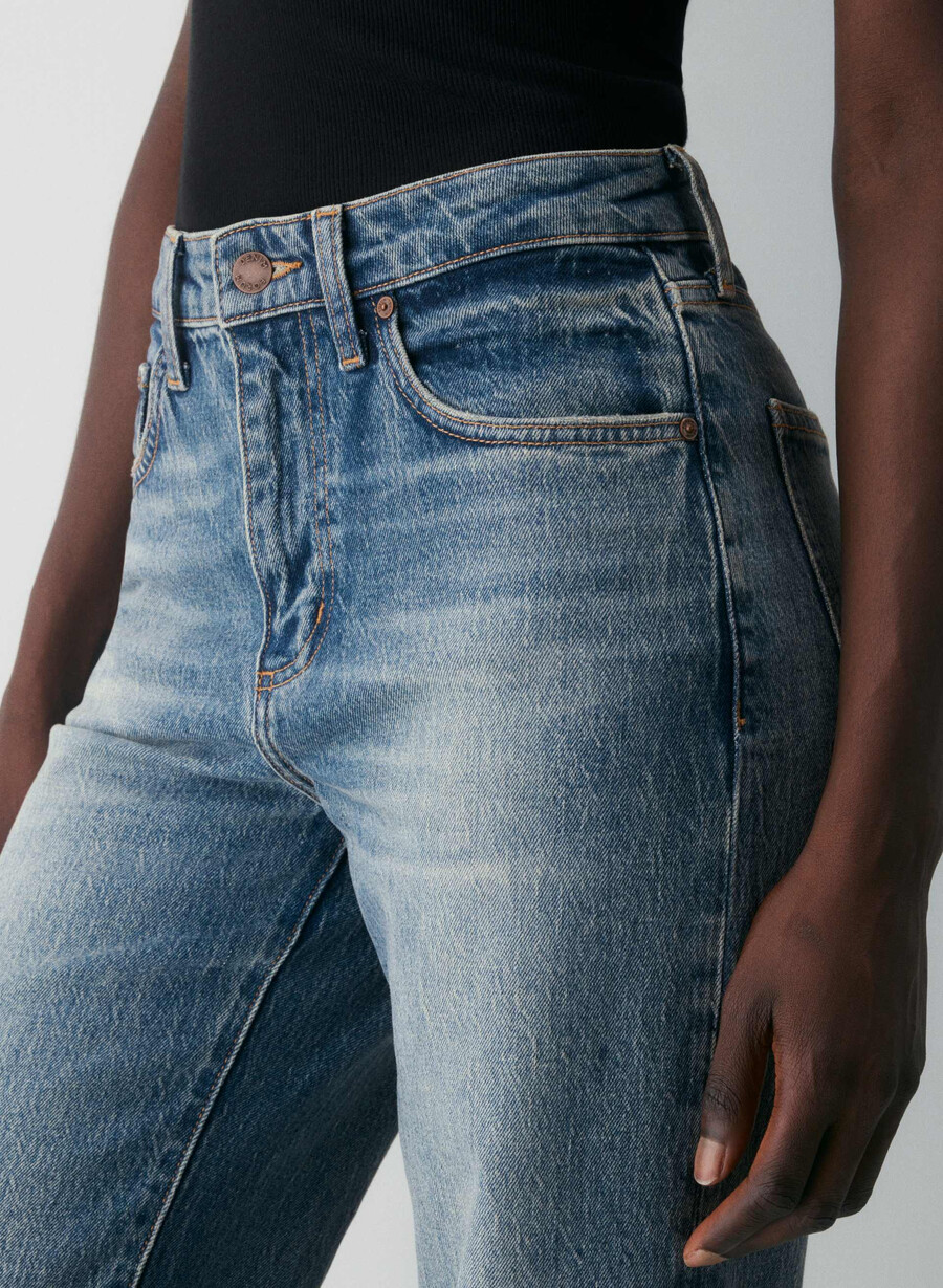 denim forum remy curve-fit hi-rise wide jean vintage blu medio
