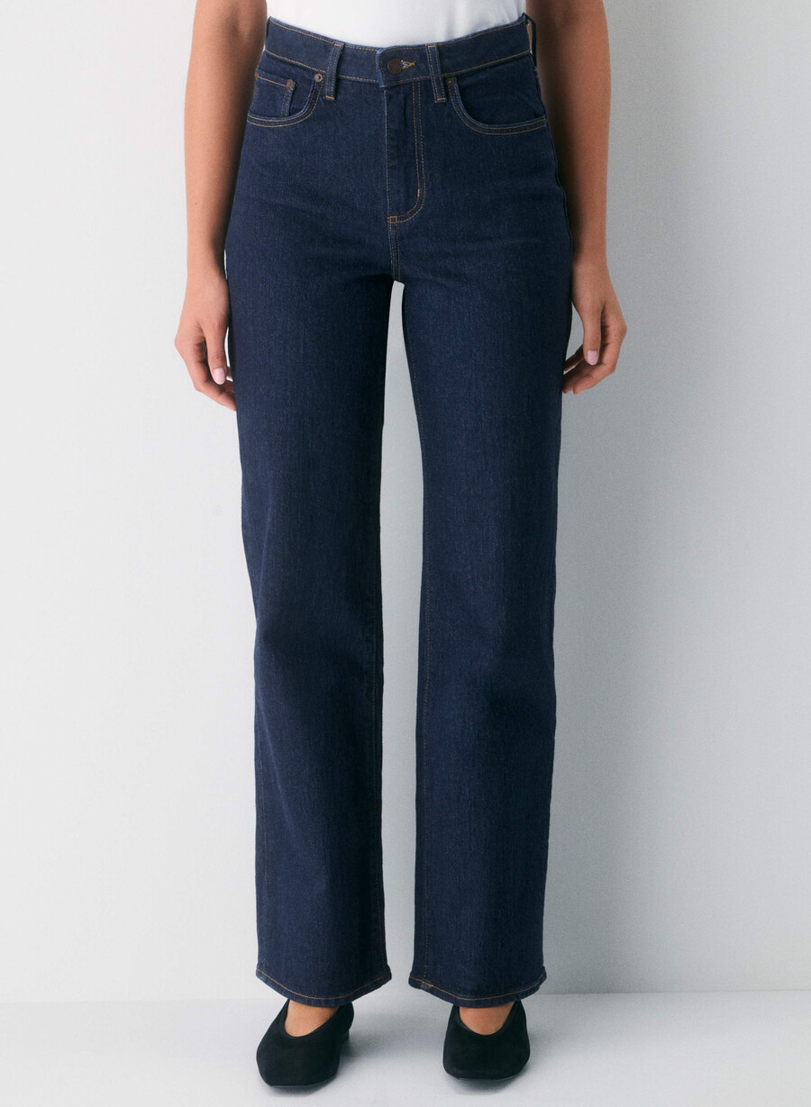 denim forum remy curve-fit hi-rise wide jean vintage blu scuro