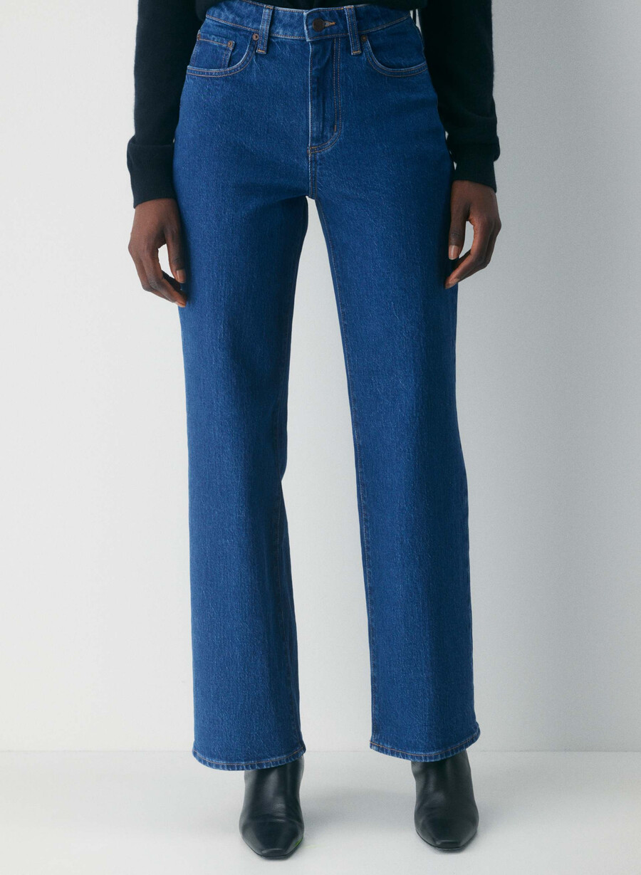 denim forum remy curve-fit hi-rise wide jean blu medio vero