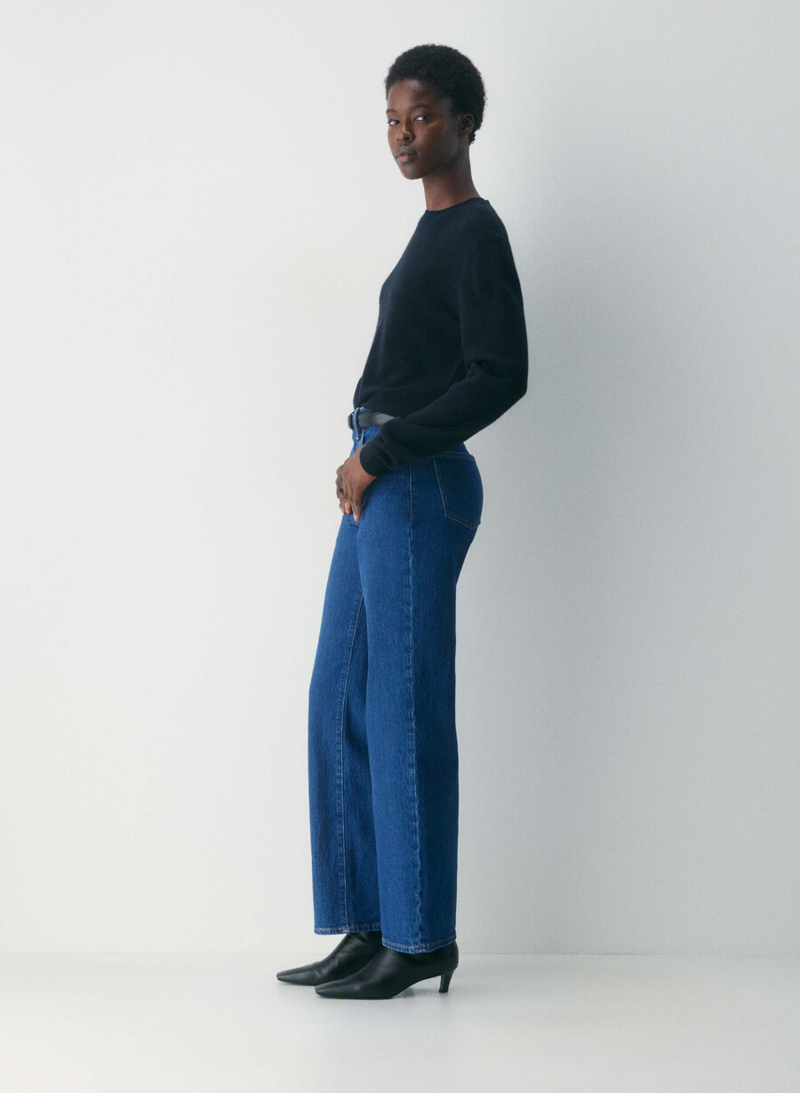 denim forum remy curve-fit hi-rise wide jean blu medio vero