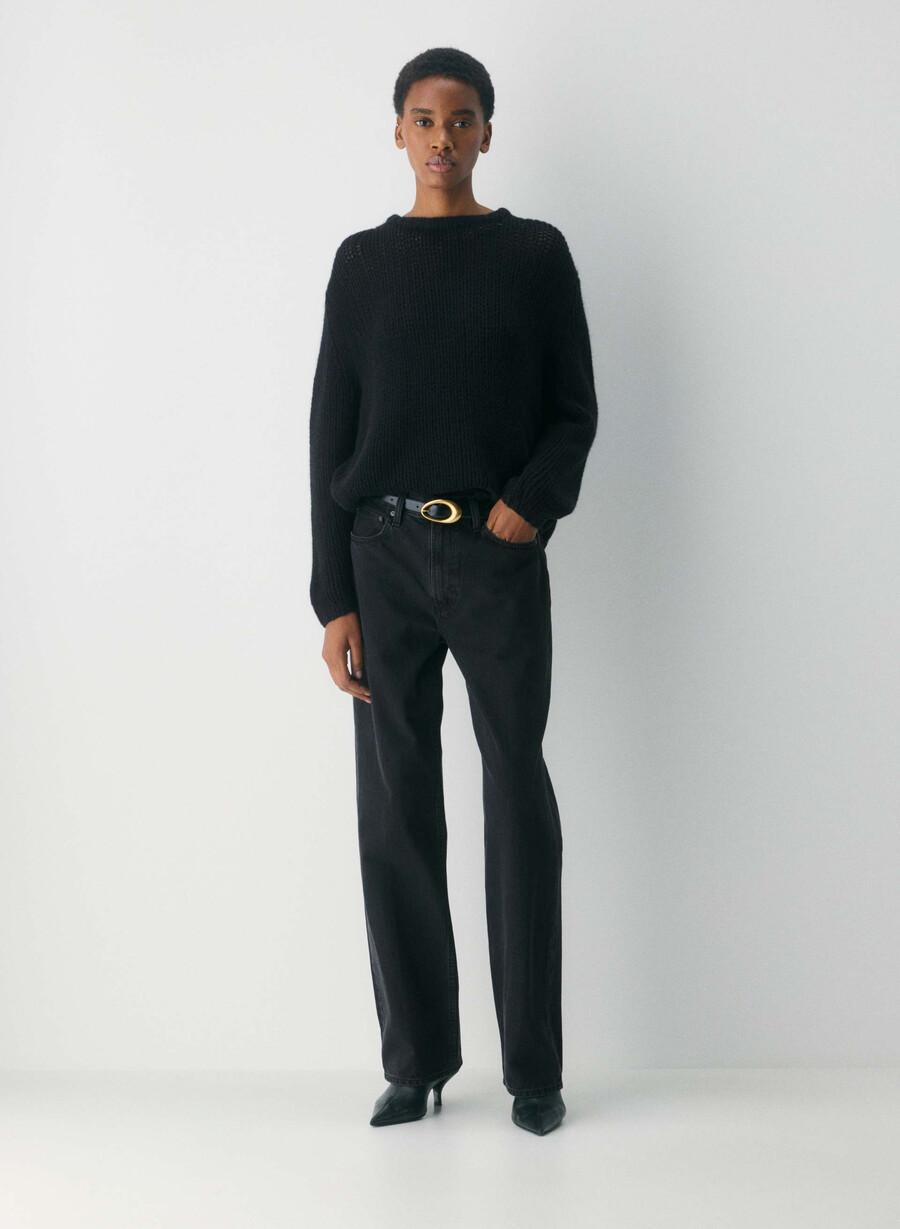 maglione oversize in cashmere e rete nero