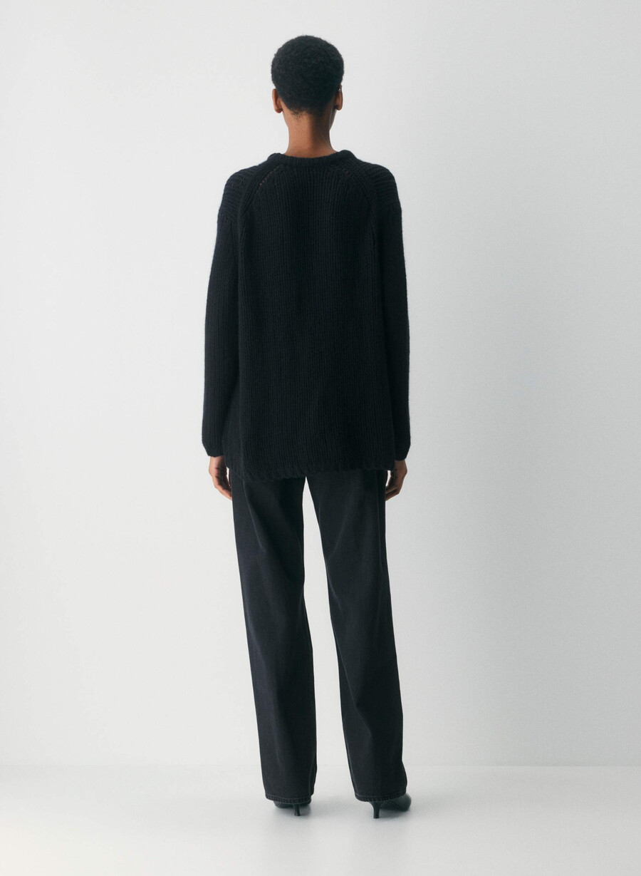 maglione oversize in cashmere e rete nero