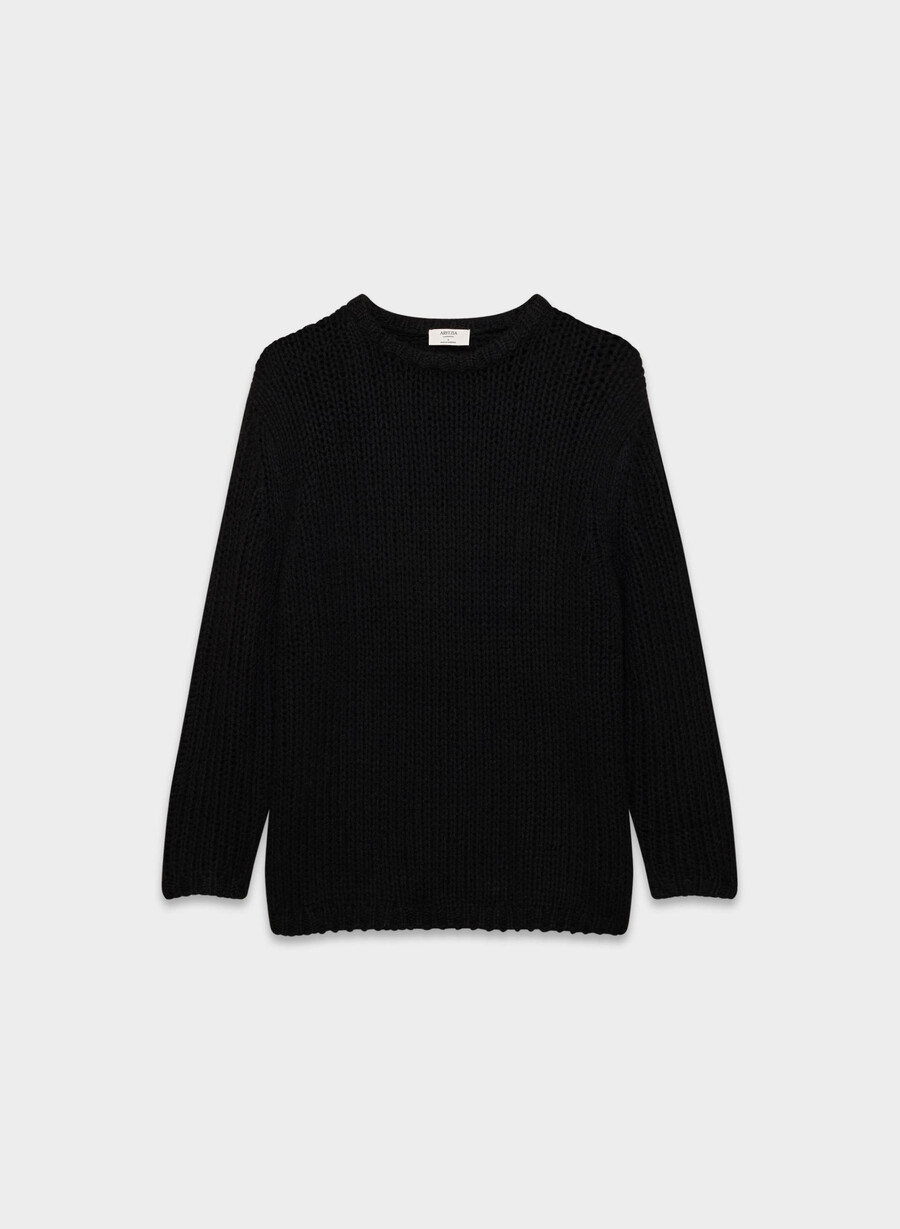 maglione oversize in cashmere e rete nero