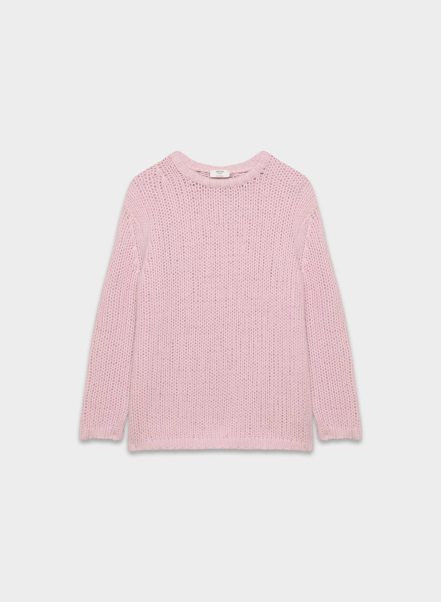 maglione oversize in maglia di cashmere rosa antico