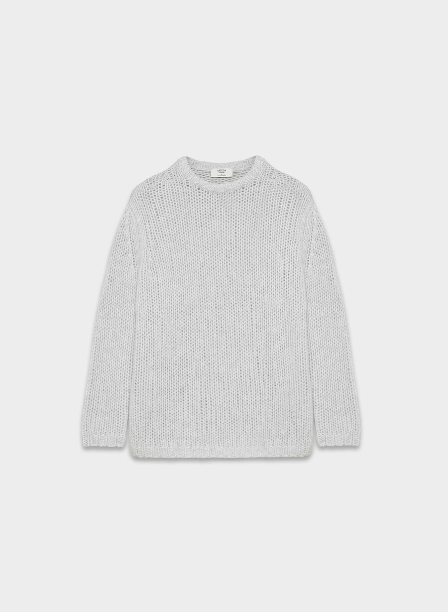 maglione oversize in maglia di cashmere color cromo melange
