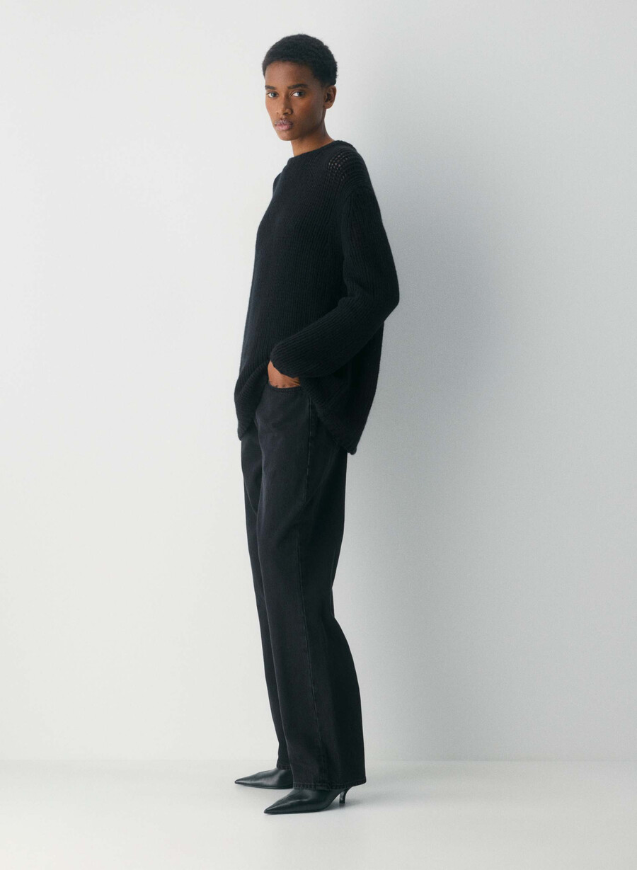 maglione oversize in maglia di cashmere color cromo melange