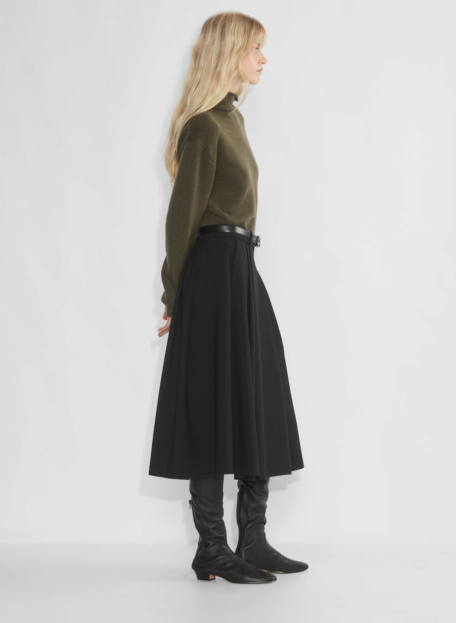 maglione a collo alto in cashmere oliva scuro