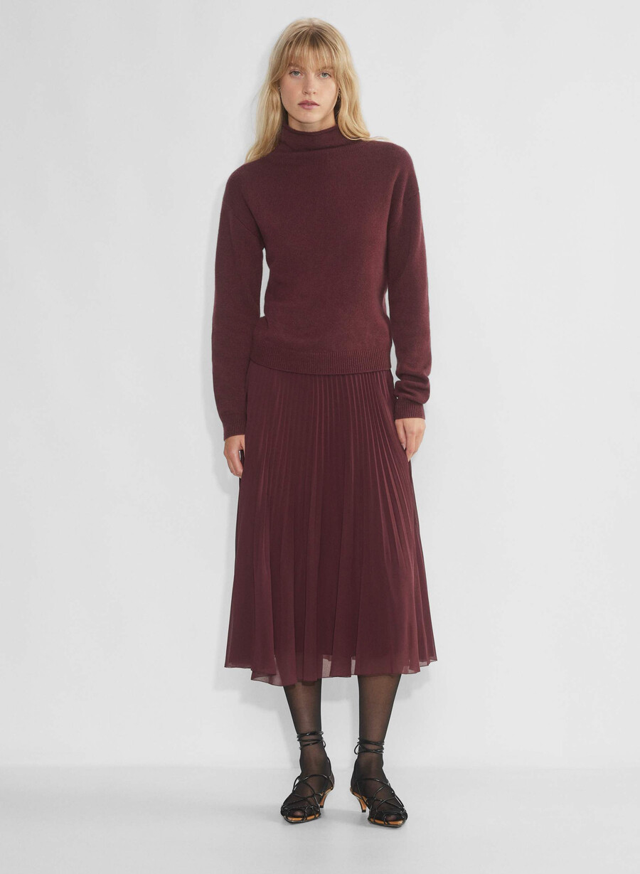 maglione a collo alto in cashmere sumac burgundy