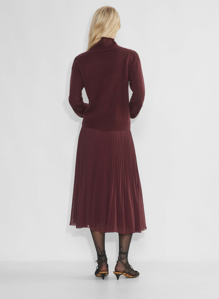 maglione a collo alto in cashmere sumac burgundy