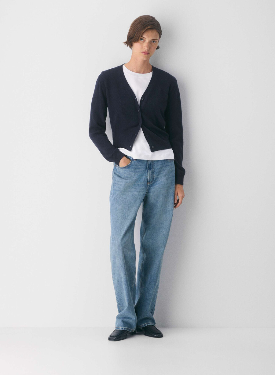 cardigan con scollo a v in cashmere nudo admiral