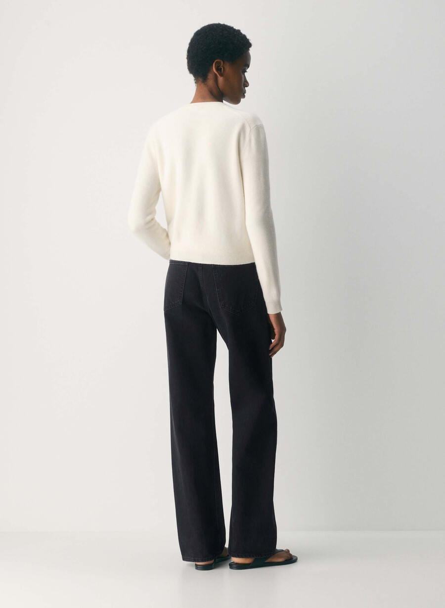 cardigan con scollo a v in cashmere nudo betulla chiara