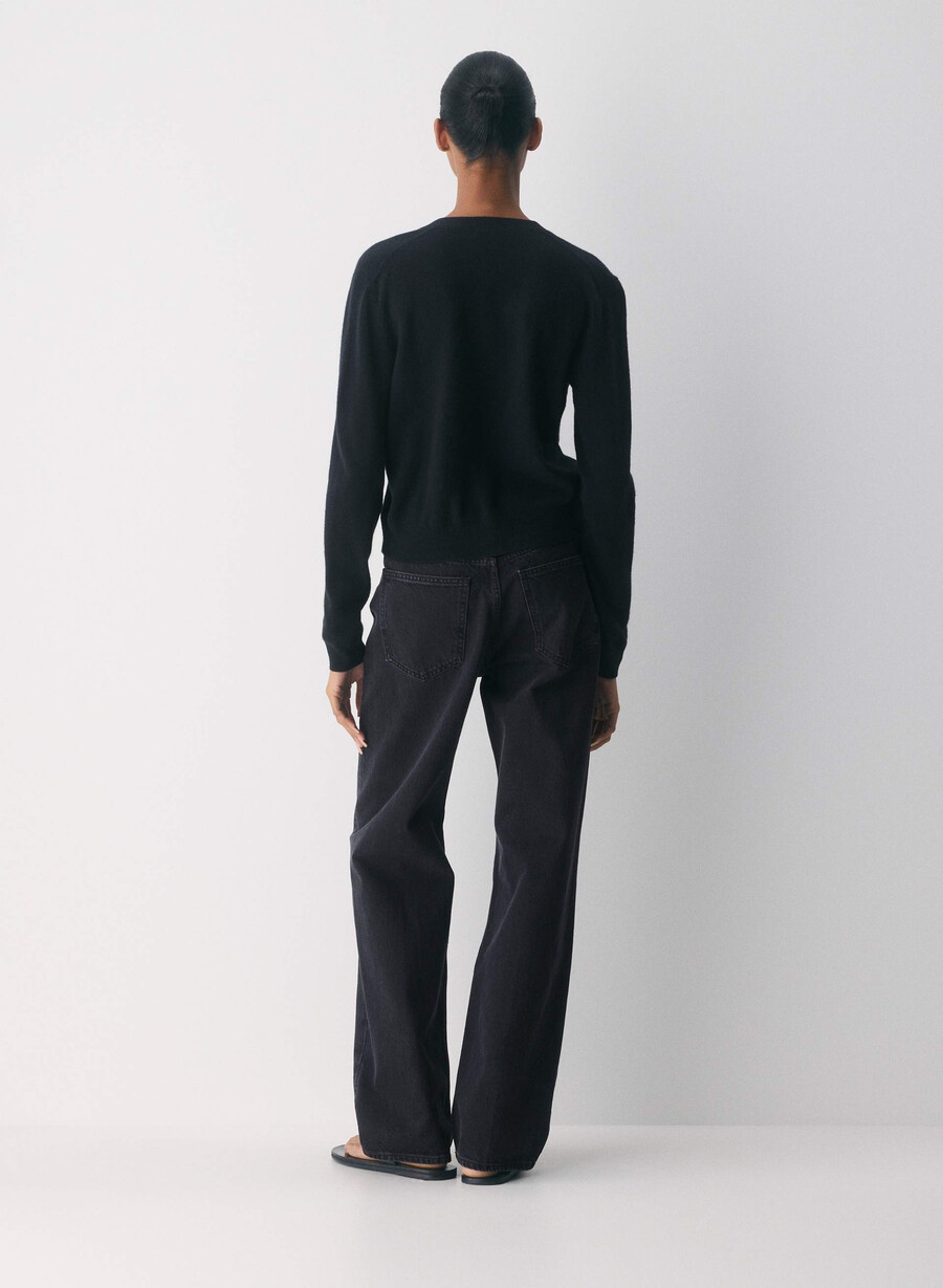 cardigan con scollo a v in cashmere nudo nero