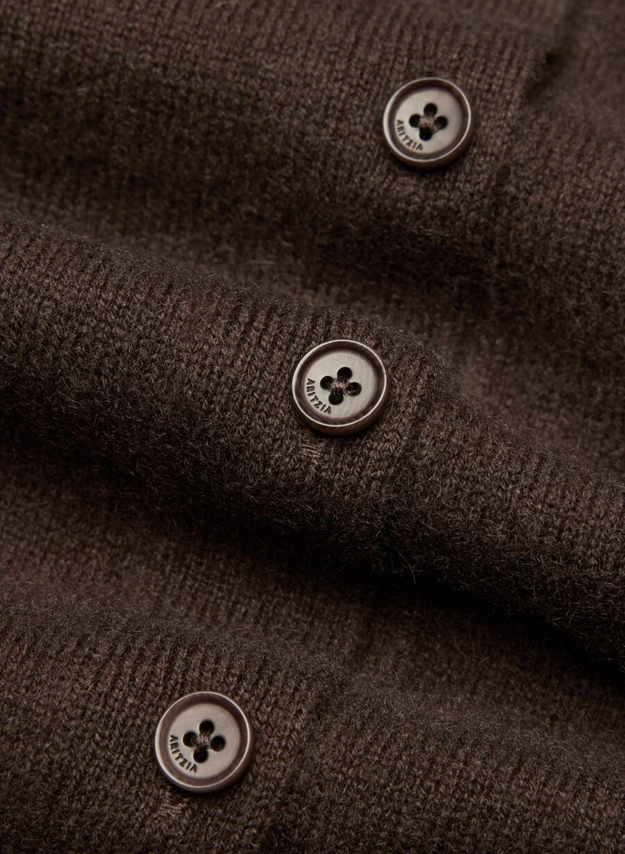 cardigan con scollo a v in cashmere bare marrone mocha intenso