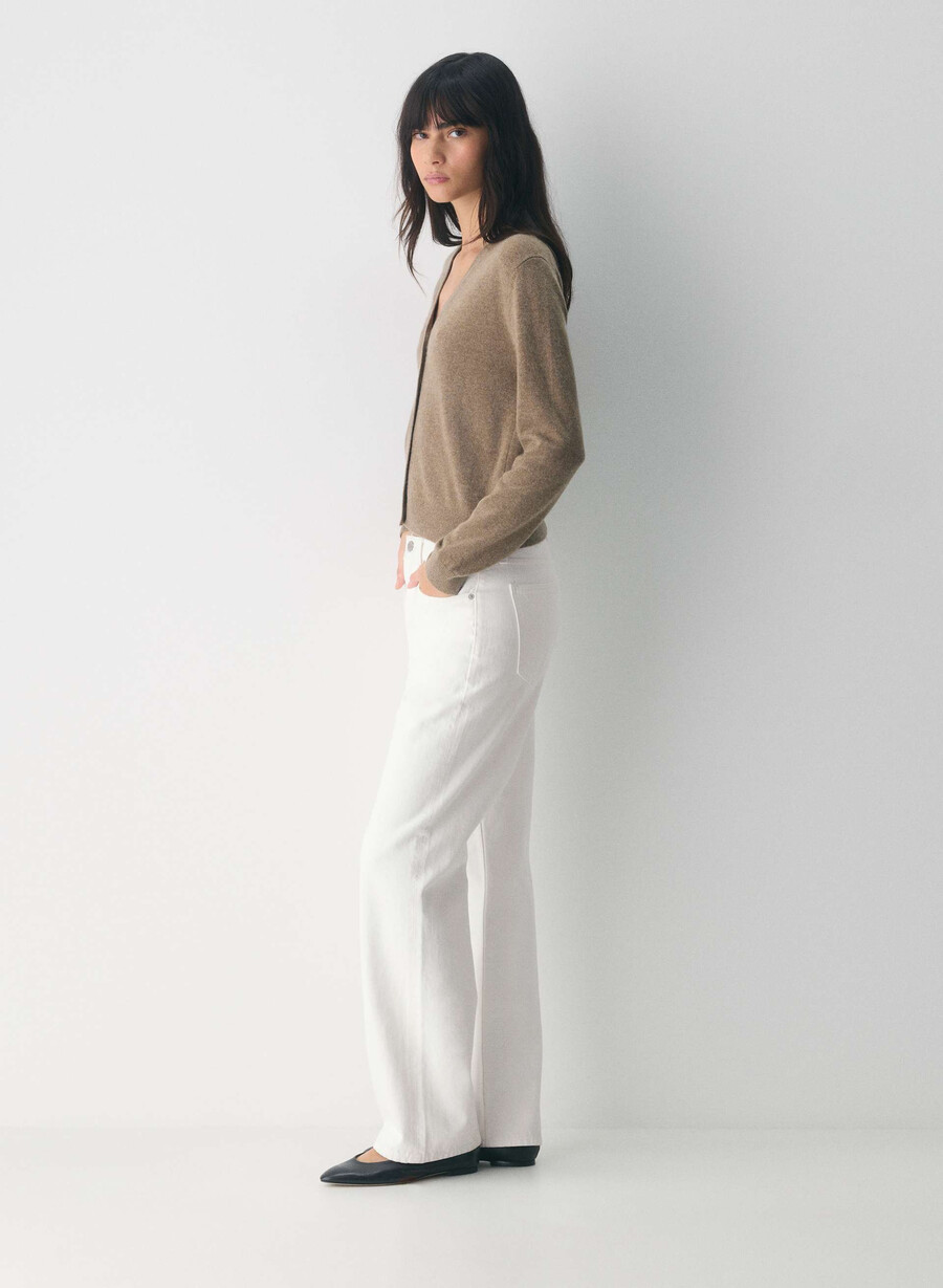 cardigan con scollo a v in cashmere bare marrone mocha intenso