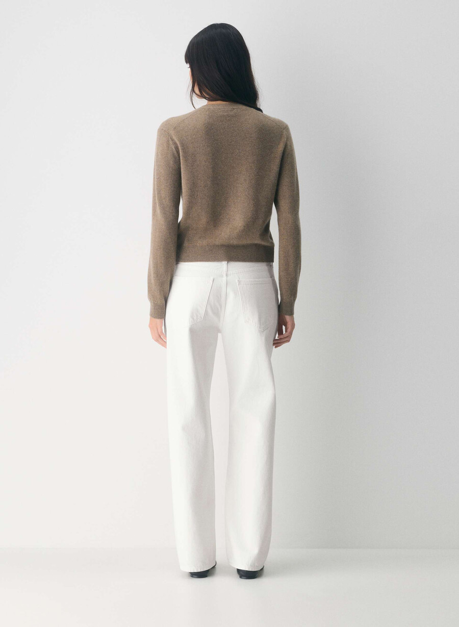 cardigan con scollo a v in cashmere bare marrone mocha intenso