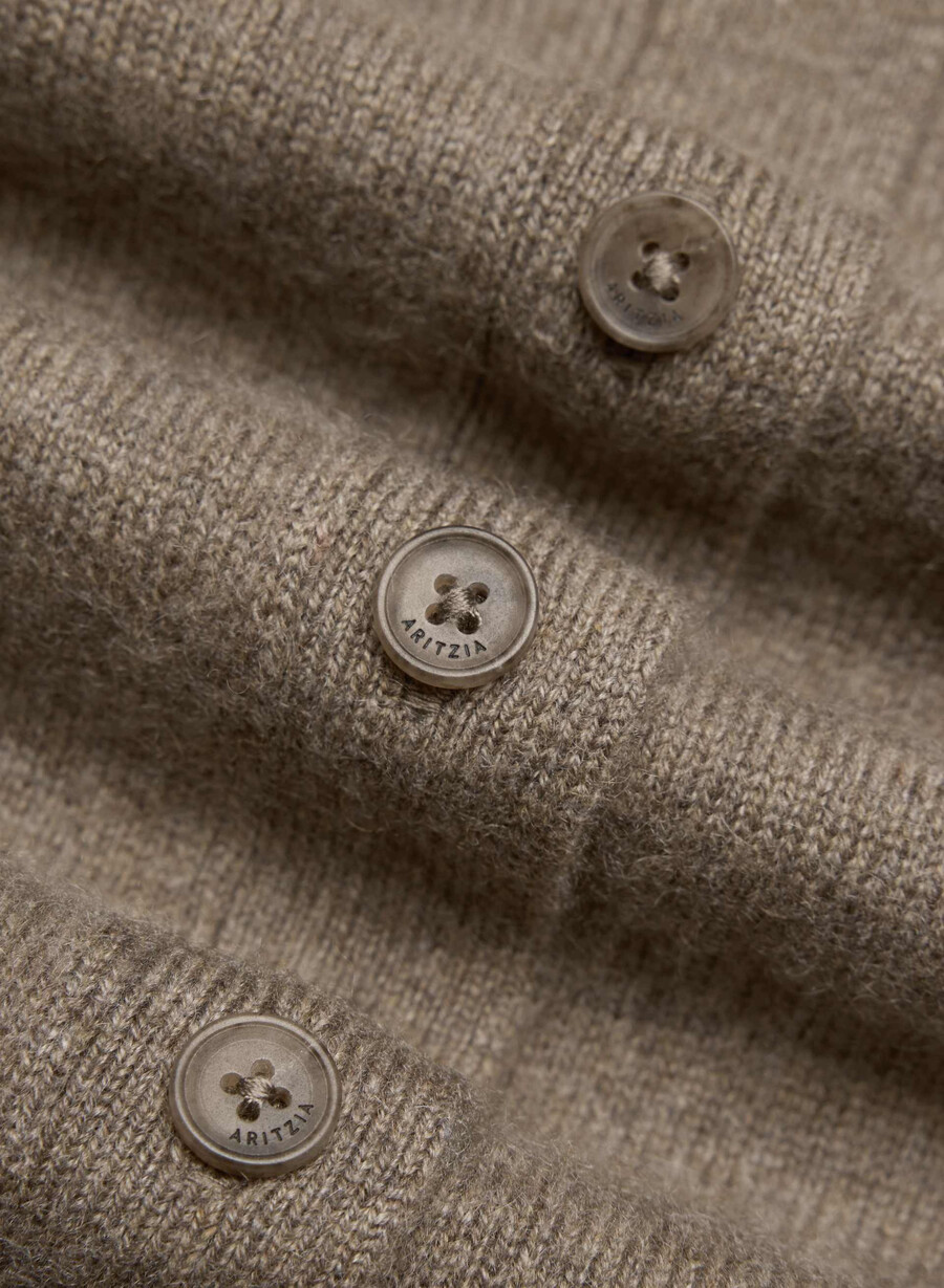 cardigan con scollo a v in cashmere nudo heather folio brown