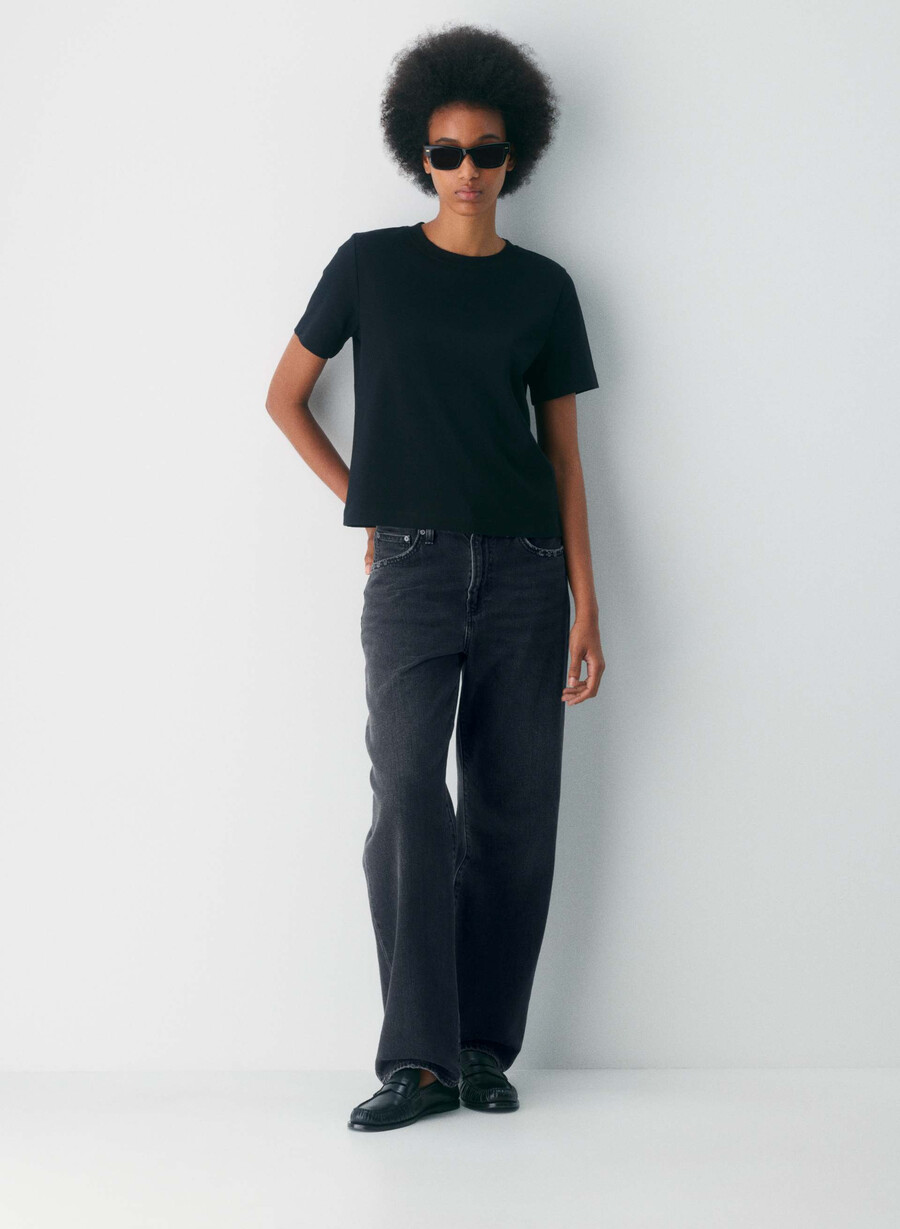 denim forum jeans larghi a vita alta marlo anni 90 eyeliner nero