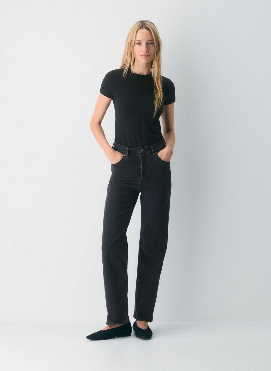 denim forum the arlo hi-rise straight jean eyeliner nero